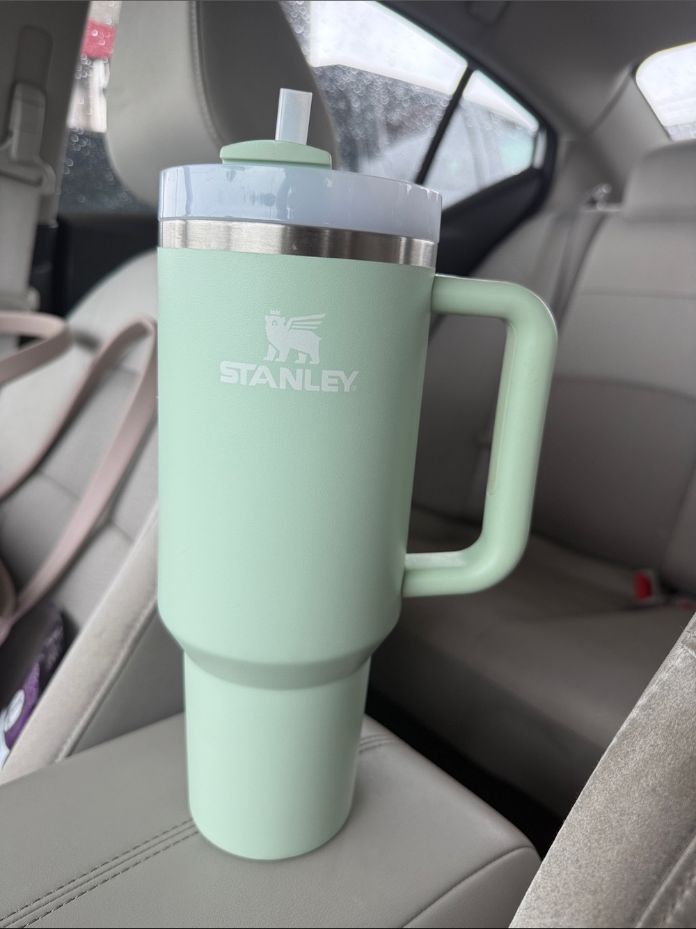 Stanley Mint Green Insulated Tumbler with Handle and Straw Lid